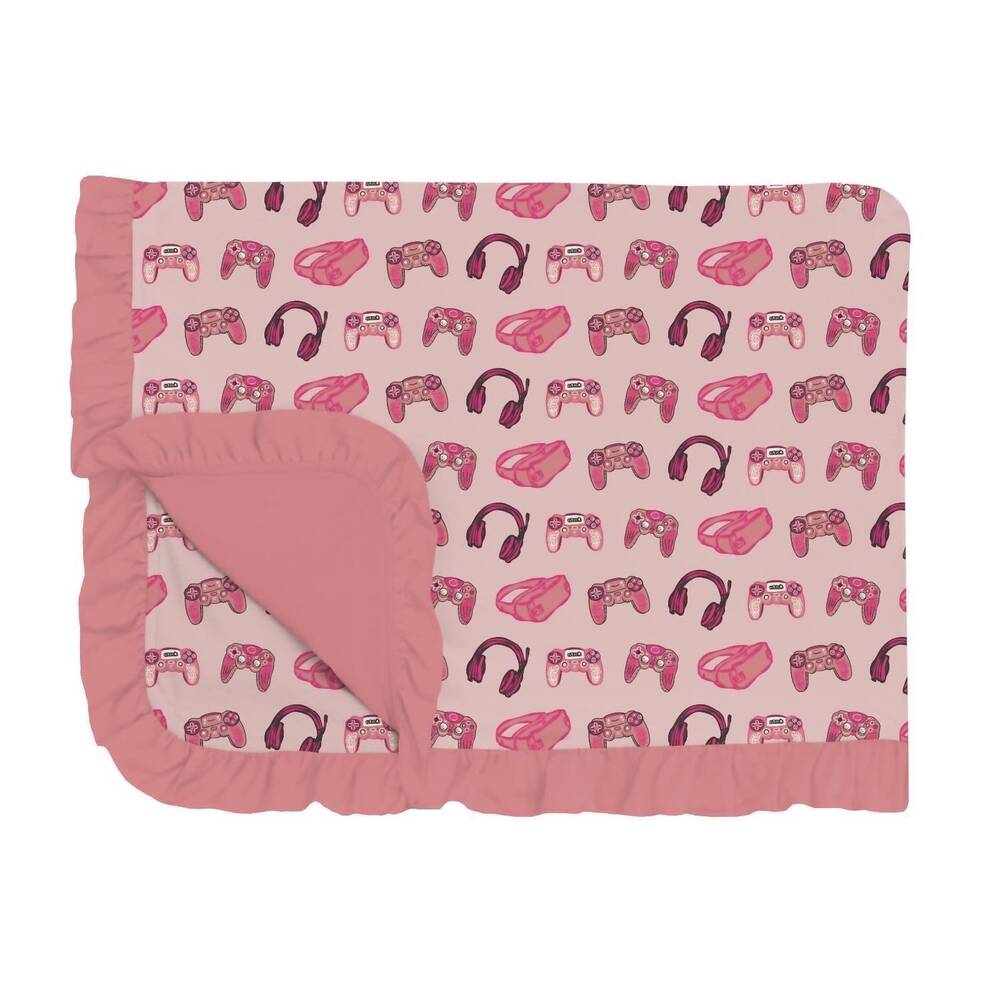 NEW KICKEE toddler kid's ruffle blanket in baby rose gamer